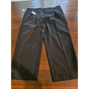 ARROW EXACT FIT Performance Chino Black Pleated New W‎ Tags Men's Slacks 44 x 30